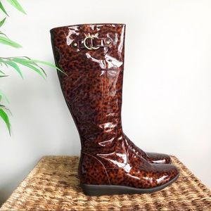 Cole Haan Waterproof Knee High Leopard Boots NEW